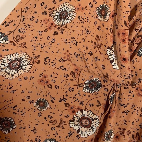 Addition Elle Floral Wrap Blouse in Brown and Black - Picture 6 of 11